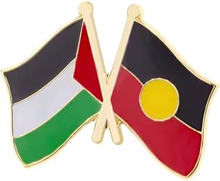 Palestine Palestinian Australian Aboriginal Australia Aborigine Indigenous People National Flag Crossed Flags Friendship Love Alliance Allies 1" Enamel Pin
