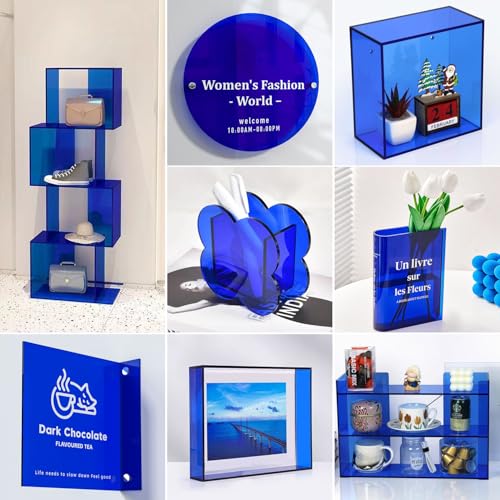 Image of Blue Acrylic Sheet 12 inch x 16 inch x 1 /8 inch, 2 Pack UU&FIL Glossy Translucent Colored Cast Plexiglass Sheets for Laser Cutting, DIY Display Projects, Wall Decor, Signs, Crafts, Easy to Cut and Engrave