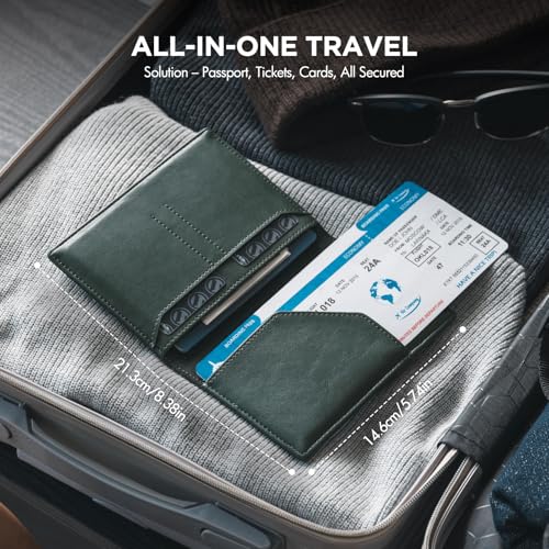 VULKIT Passport Holder for Travel, Rfid Blocking Passport Cover, Slim Travel Wallet for Men & Women, Pine Green2