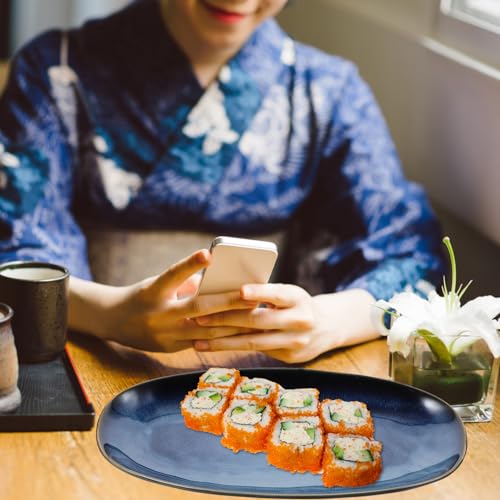 Plato Grande de Cerámica Azul para Sushi y Snacks miniatura 5