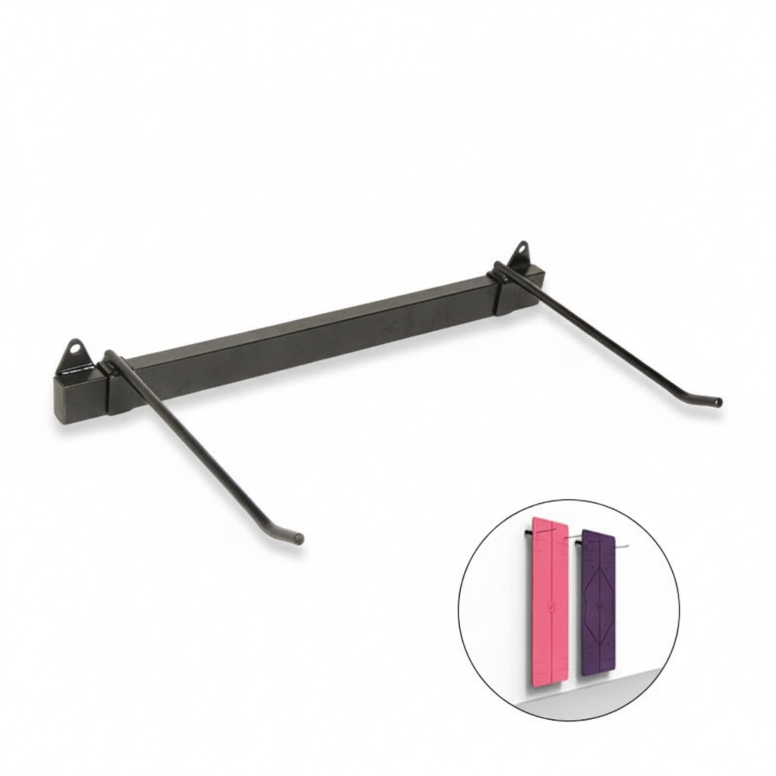 KESOTO Soporte Pared para Esterillas Ajustable Metal Negro con Brazos Curvos para Sujeción Ejercicio para Gimnasio en Casa Estudio O Garaje