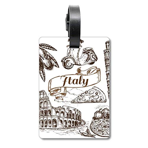 Étiquette pour valise Italie avec motif paysage célèbre et attache renforcée
