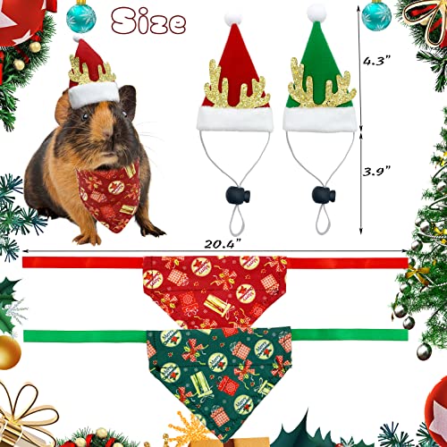 Cooshou Christmas Guinea Pigs Bandanas Hat Rabbit Triangular Scarf Small Animals Christmas Costume Christmas Red Green Gift Pattern For Bunny Sugar Glider Guinea Pigs (L) #TOP1