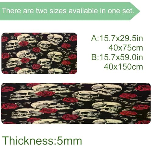 Tapis de cuisine lavables motif tête de mort pour éliminer les taches de sol - 3