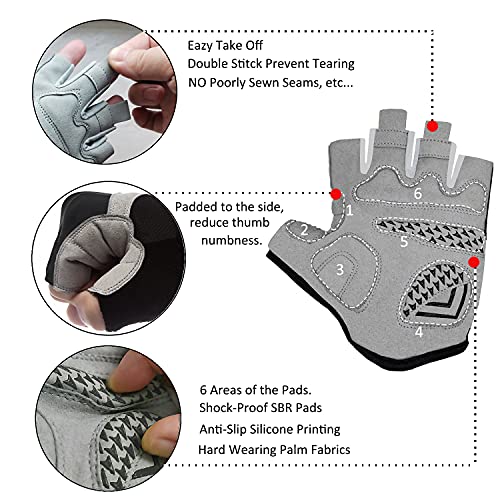 image for ROVOS Men & Women Cycling Gloves - 5mm Padded Half Finger Breathable M