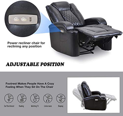 Merax Power Electric Recliner Chair With Usb Charge Port And Cup Holder - Home Theater Seating Recliner Sofa Overstuffed Electric Pu Recliner Chair Bedroom & Living Room Chair #TOP3