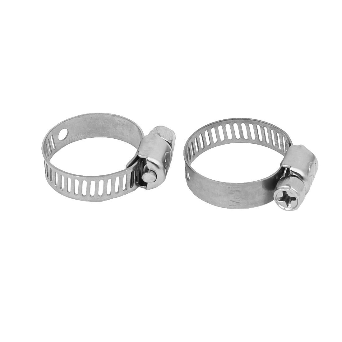 Aexit Cable Pipe Clamps Fitting Adjustable Worm Gear Hose Clamp Silver Tone Strap Clamps 16-25mm 10pcs