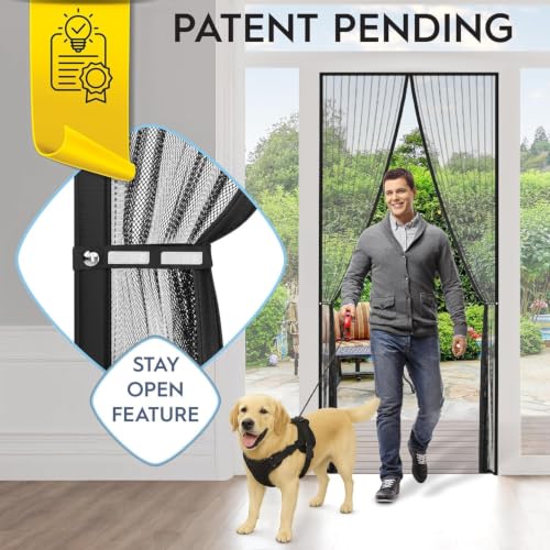 Image of SHOPPOFOBIX Mosquito Net for Doors with Magnet - Strap Magnetic Door Screen, 100 x 210 cm, Full Frame Auto-Closing Insect Curtain with Self-Adhesive Hook Tape for All Door Types (Lining)
