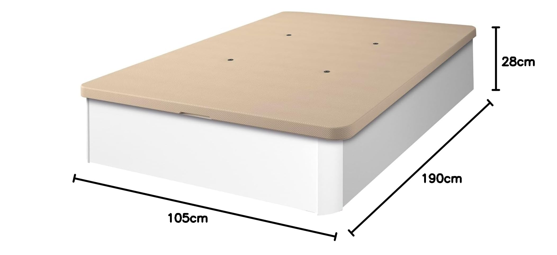 SHIITO | Canapé Ester con Amplio Almacenaje | Tapa Transpirable 3D y Ventilación con 4 Válvulas | Comodidad Premium a un Precio Inmejorable | Acabado Blanco - 105x190 cm