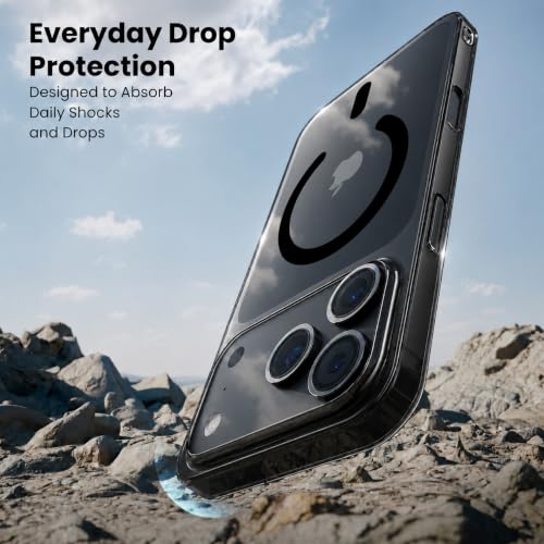 Image of Elzzi Anti Scratch Semi Translucent Cover for iPhone 17 Pro Max Case, Premium PC + TPU Magnetic Phone Cases Drop Proof,Compatible with Magsafe Slim Never Yellowing Shockproof - Grey