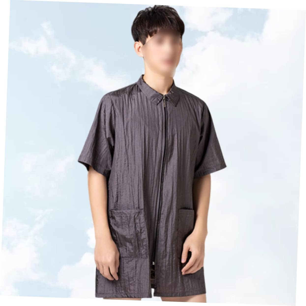FRCOLOR 3pcs Long Use Smock for Hair Dyeing to Clean Turn-down Collar and Pockets Grey