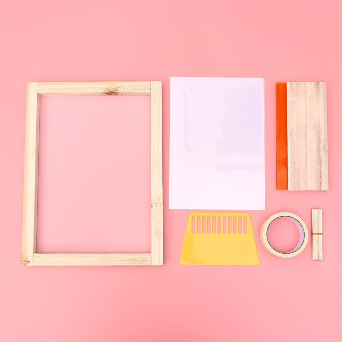 COLLBATH Kit Fai da Te Telaio in Legno e Plastica Serigrafia