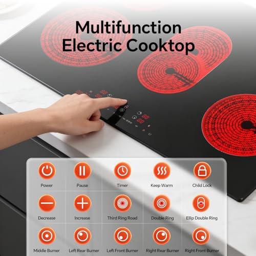 Image of Ranein 30 Inch 5 Burner Electric Cooktop, 8800W, 240V