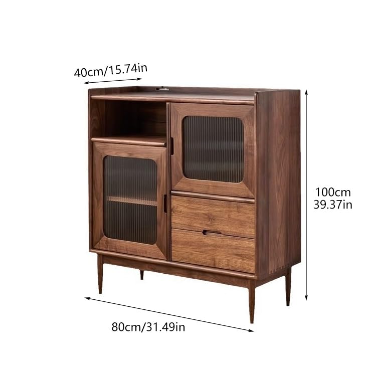 Kawa Bar Szafka Czarny Orzech Domowa Kuchnia Kredens Lite Drewno Salon Dekoracyjny Stolik Restauracja Przechowywanie Meble Wejście Dekoracja Bufetowa Szafka Z Przechowywaniem (80*40*100cm)