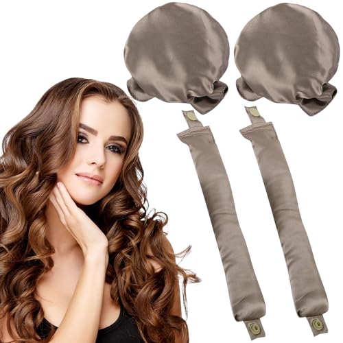 KEYRI 2 Piezas Rizador Pelo Sin Calor Varilla Para Rizar Sin Heatless Hair Curlers Calo Lazy Curler Set Diadema Con Rulos Pelo Rizadores de Seda Rulos Pelo para Dormir DIY Pelo Rizado (Champán)