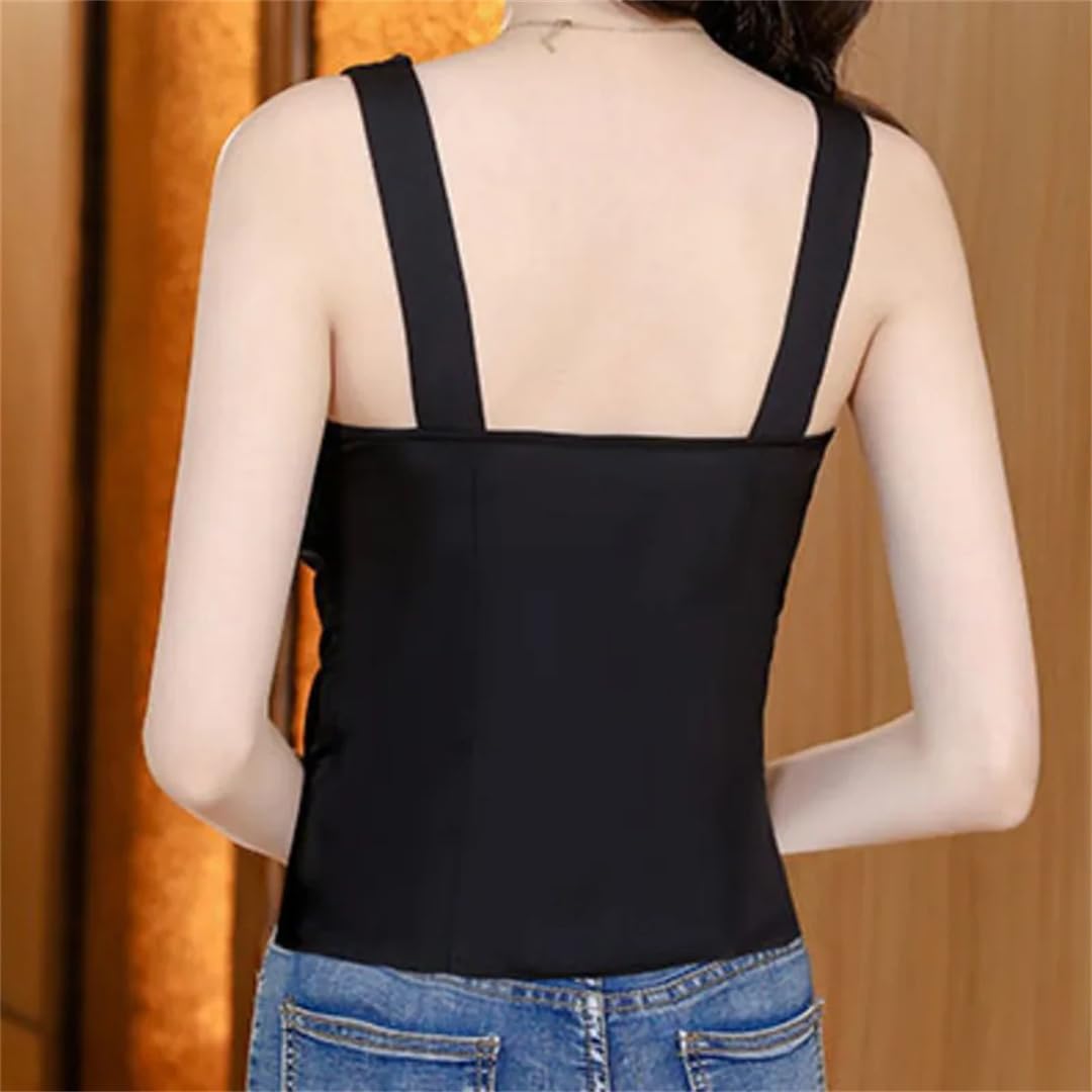 Top corto asimmetrico da donna, schiena scoperta, spalle scoperte, slim crop top