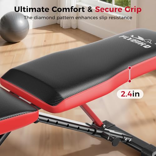 Image of FLYBIRD Adjustable Weight Bench, Full Body Workout Bench for Home Garage Gym Strength Training, Incline Flat Decline for Sit Up Bench Press