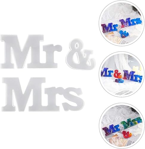 Miniatura 9 de HEALLILY Mr Mrs - Molde de resina de silicona para letrero de palabras de resina epoxi para proyectos de resina de bricolaje, decoración de mesa de