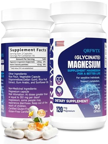 Magnesium Glycinate 240 mg with Vtamin C,High Absorption Magnesium Glycinate for Sleep,Bone Support,Energy,Gentle On Stomach,Non-GMO,Gluten Free,Vegan,90 Capsules,45 Day Supply
