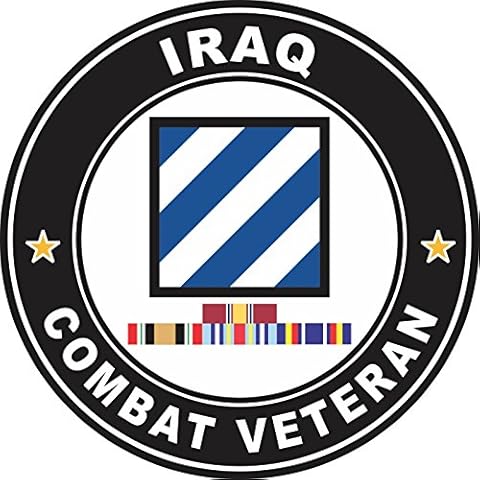 Military Vet Shop US Army 3rd Infantry Division Iraq with GWOT Ribbons Combat Veteran Window Bumper Sticker Decal 3.8" Cover