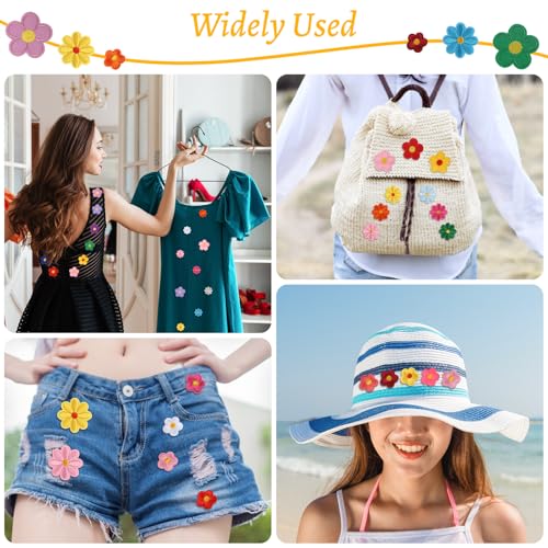 Lot de 46 écussons thermocollants (14 petites marguerites, 10 grandes fleurs, 22 petites fleurs), patchs floraux à repasser, patchs pour enfants pour jeans, chemises et patchs de broderie DIY – vue 7