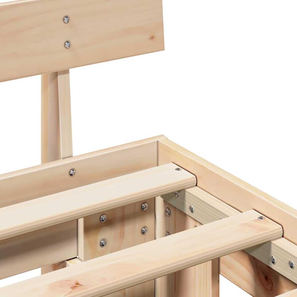 vidaXL Bedframe met hoofdeinde Naturel 160 x 200 cm Massief grenenhout | Genoeg plek onder het bed voor al je spullen, Gemaakt van stevig massief grenenhout, dat lang meegaat,
