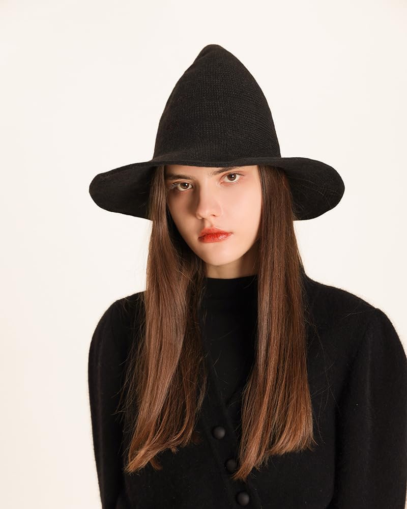 Chendvol Men's and Women's Halloween Witch Wool Hat Knitted Cap for Party Masquerade Cosplay Costume Accessory Daily - Image 4