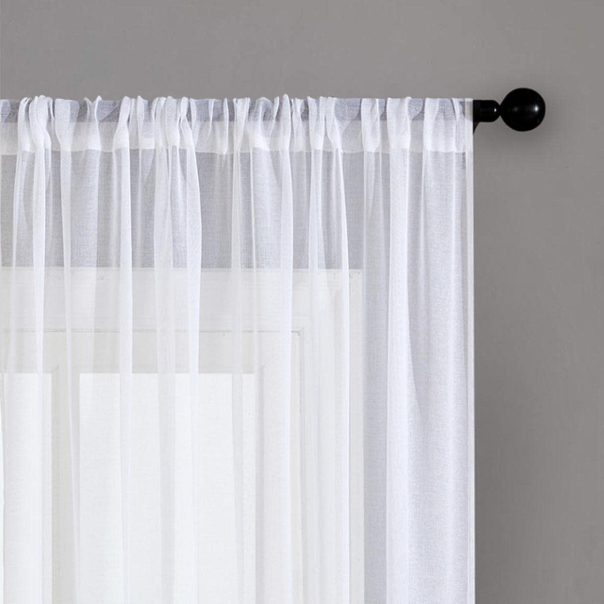 Rideaux en Tulle Blanc pour Salon Couleur Unie Rideau Chambre Rideaux en Voile Transparent Cuisine Moderne Traitement de fenêtre Fini-Blanc, sur Mesure 1pc,5.Multi Fonctionnel
