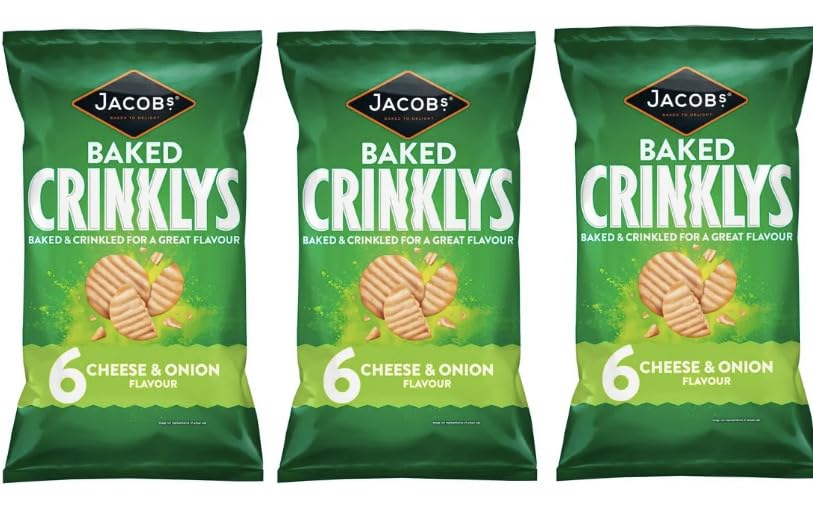 Jacob's Crinklys Cheese & Onion Multipack Crisps 3x 25 g (6 Pack)