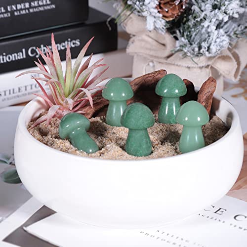 Nupuyai 2pcs Green Aventurine Mini Crystal Stone Statue Carved Quartz Mashroom Decor, Energy Healing Polished Stone Figurine - Image 4