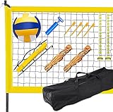 syedee Volleyball Net, 32x3 Feet Portable Volleyball Net with Carrying Bag, PU Volleyball, Boundary