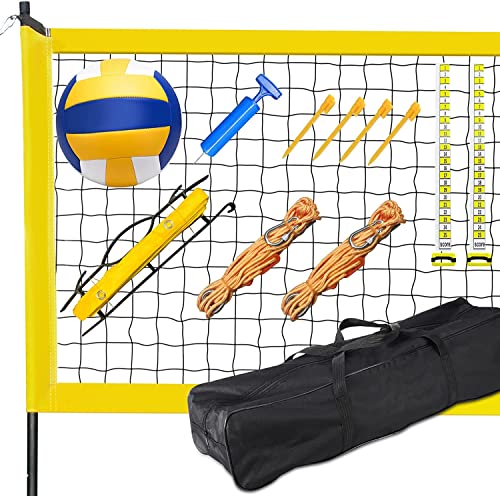Syedee Volleyball Net, 32X3 Feet Portable Volleyball Net With Carrying Bag, Pu Volleyball, Boundary Lines, Steel Poles & Pump, Professional Volleyball Net For Backyard, Beach, Or Pool #TOP4