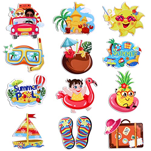 Ootsr 12 Pieces Refrigerator Magnets, Summer Beach Theme Magnets For House Holiday, Decorative Fridge Stickers For Garage Door Whiteboards Mailbox Car Locker Decoration #TOP11