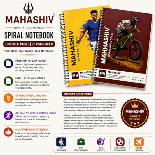 Image of Spiral Notebook Set of 3, A4 Size, Premium Paper Quality, Unruled White Plain Page Soft Cover Spiral Bound