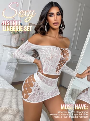 Image of GirlFriend Lingerie for Women Lovely Deep V Neck Teddy Babydoll Mesh Nightwear for Women Mesh Badydoll Fishnets Dresses See Through Lingerie Chemise Outfits One Piece
