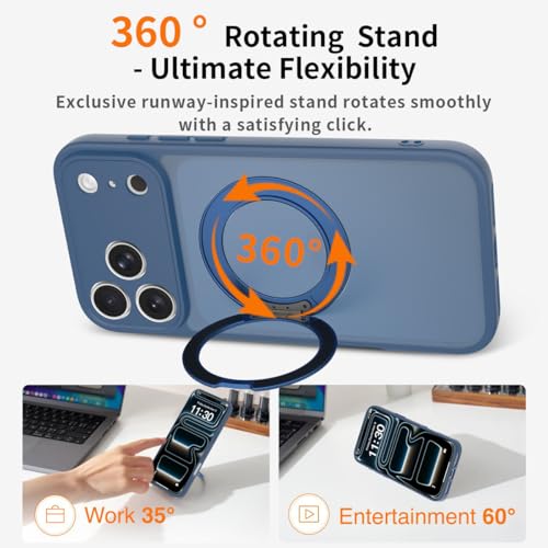 Image of Magnetic Case for iPhone 17 Pro Max With Magnetic Ring Stand, [Compatible with Magsafe] [Military Grade Drop Protection] Shockproof Phone Cover for iPhone 17 Pro Max Full Camera Protection 6.9 inch Blue
