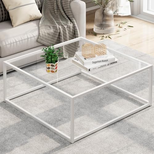 Garden 4 you Couchtisch Glas Schwarz, Quadratischer...