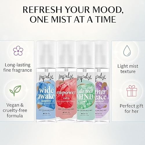 Impulse Mist-ic Body Spray Gift Set, 4 x 150 ml Fragrance Mists - Present Collection for All Occasions (Inner Peace, Empower, Balanced Mind, Wide Awake) - Image 4