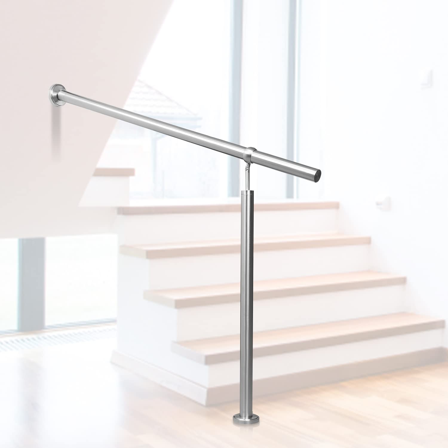 Jopassy Corrimano in acciaio inox 100 cm, ringhiera angolare regolabile in acciaio inox, ringhiera universale per interni ed esterni