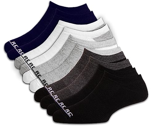 Image of RC. ROYAL CLASS Men No Show Ankle Socks for Men, Cushioned Towel Low Cut Casual & Sports Cotton Unisex Socks, Pack of 5 Pairs, Short Non /Anti-Slip Invisible Socks with Mesh Ventilation, Free Size