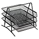 D.RECT 7610 Metall Ablagefächer Stapelbar - Büro Organizer Schreibtisch - Ablage Schreibtisch - 3 Schubfächer Briefablage Dokumentenablage A4 Organizer Mesh - Papierablage Schwarz Aktenablage