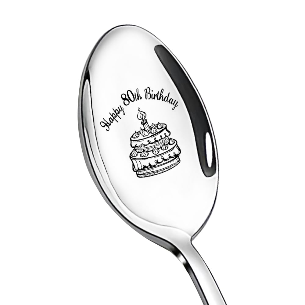 Happy 80th Birthday Gifts for Papa Nana 80 Year Old Birthday Gift for Mother Father 1944 Birthday Gifts for Sister Brother 80th Bday Spoon for Women Men 80 Yr Old Birthday Presents for Grandma Grandpa