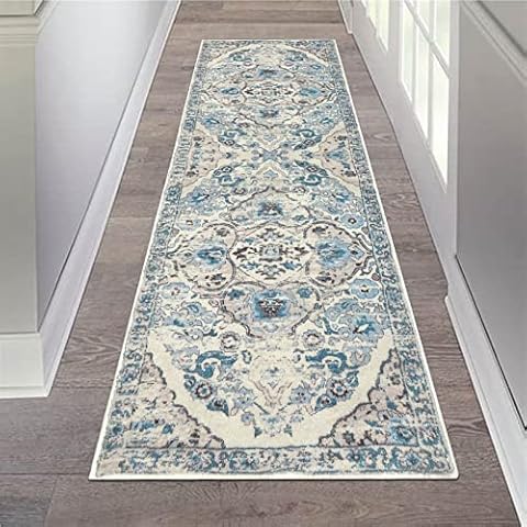 HEBE Vintage Boho Runner Rug 2x6 Ft Non Slip Washable Distressed Medallion Area Rug Farmhouse Hallway Rug Runner Floor Carpet for Entrance Laundry Room Kitchen Floor Bathroom Cover