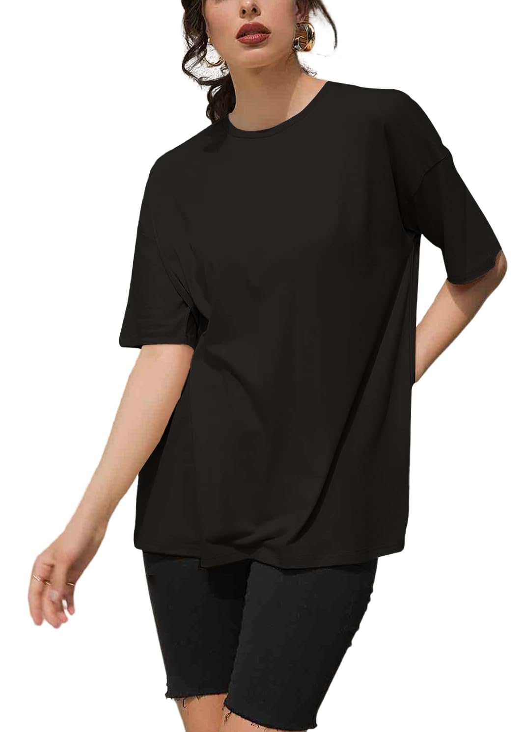 AirMood Maglietta oversize da donna a maniche corte estiva, vestibilità larga, oversize