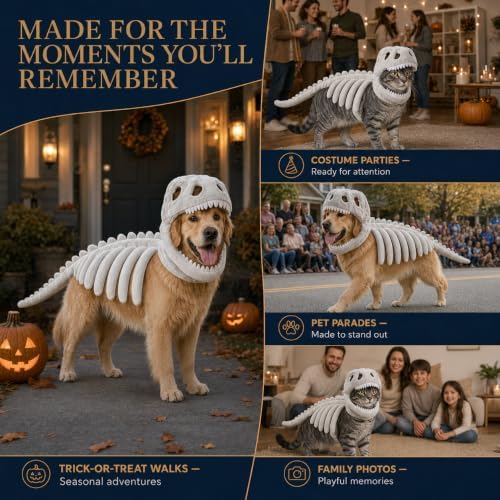 Pet Dinosaur Costume, Dinosaur Skeleton Costume for Dog Halloween Costumes — view 7