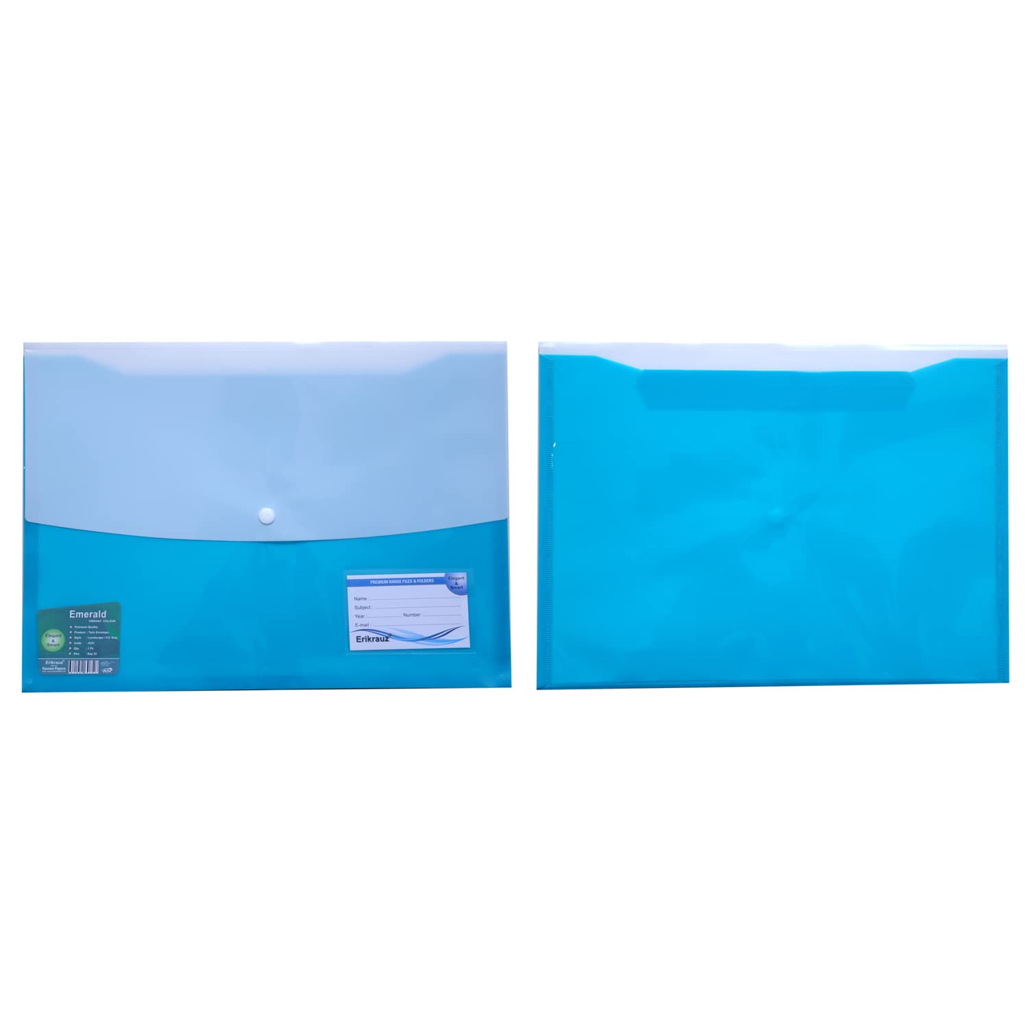 A4/Legal Heavy Duty Premium Twin Double Pocket Document File Folder with Snap Button Closure, Clear Envelope Organizer Storage Bag for Office, School & Home Use - Set of 4 2
