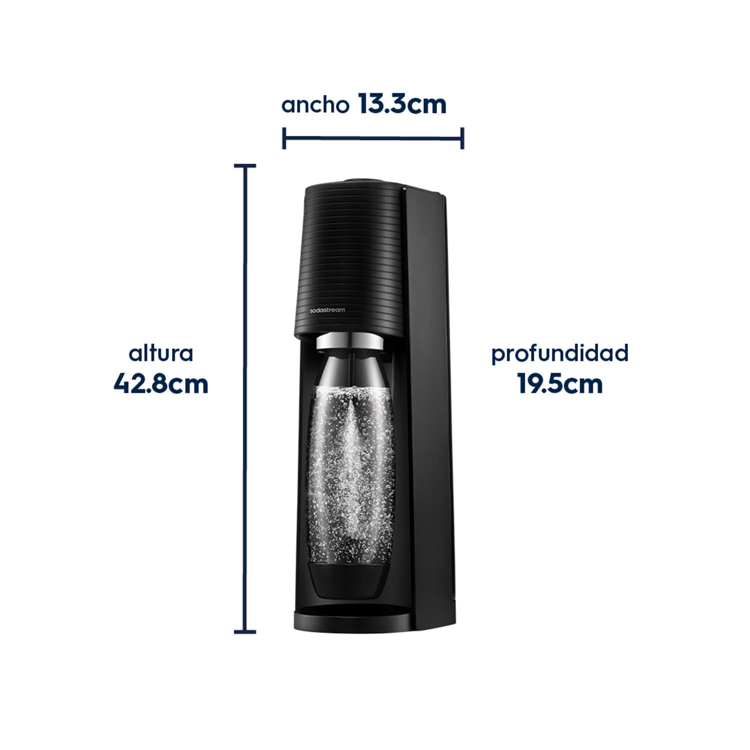 SodaStream Gasatore d’acqua Terra Nero include cilindro di Co2 per realizzare fino a 60 Litri di acqua frizzante, inclusa tre bottiglie da 1 L lavabili in lavastoviglie