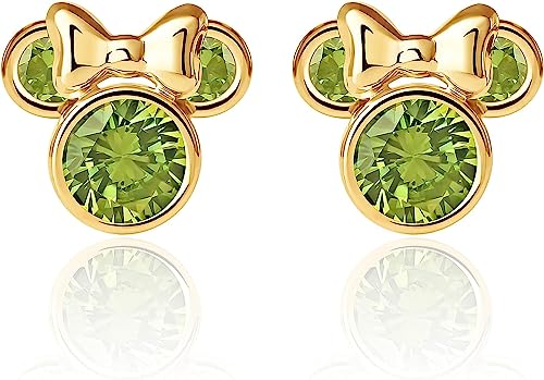 Pendientes Disney de oro amarillo niñas Minnie circonitas rosca