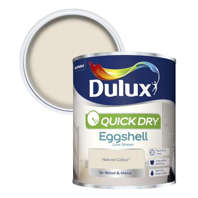 HOCHSTE Quick Dry Eggshell Paint for Wood & Metal, Low Sheen Finish, Interior & Exterior Use, Durable Smooth Coverage, Natural Calico, 750ml
