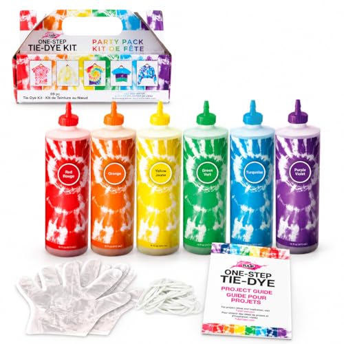 Tulip One-Step Tie-Dye Kit Extra Large Block Party 16 oz Easy Squeeze Bottles, All-in-1 Kit for Group Activity Tie-Dye, 6, Vibrant Colors